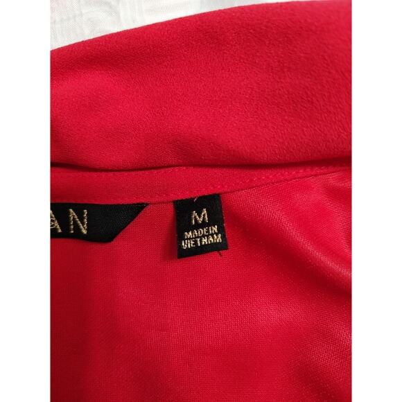 Iman Woman's City Chic Red Open front Jacket Crepe TIE Sleeves Size Medium - Picture 10 of 12